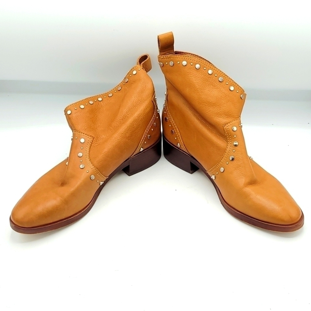 Dolce Vita Cognac Tobin Studded Western Leather Ankle Boots/Booties Size 7.5 - Picture 7 of 13